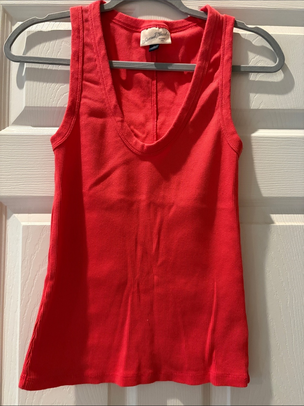 Universal Thread Red Ribbed Scoop Neck Tank Top